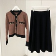 Pull cardigan court deux pices  carreaux tailleur jupe longue plisse en tricot noirpicture14